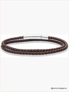 Genuine Italian Leather Double Wrap Bracelet with Stainless Steel Clasp